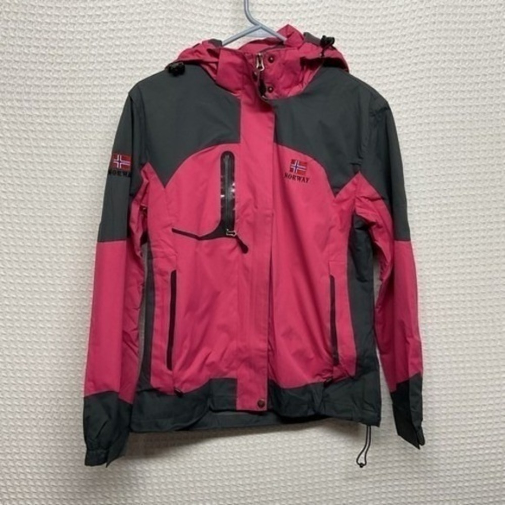 Rokk Norwegian Norway Pink/Gray Hooded Full Zip Winter‎ Jacket Women S Norway
